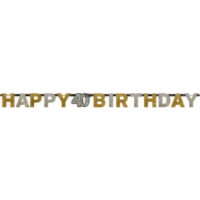Afbeelding van Letterslinger Sparkling zilver goud 40 jaar.