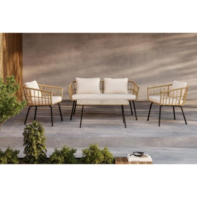 Afbeelding van Svea Cem loungeset naturel rattan Stof