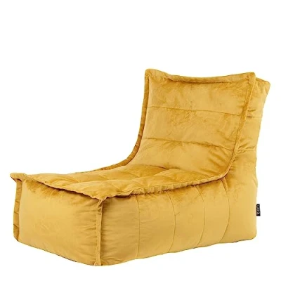 Afbeelding van icon &quot;Dolce&quot; Fluwelen Zitzak Lounger, Geel, XXL Zitzakstoel Volwassenen met Vulling, Woonkamerzitzakken