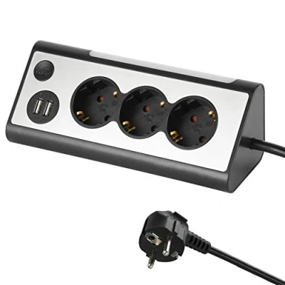Afbeelding van Electraline 62512, 3 voudige stekkerdoos met 2 USB poorten en LED nachtlampje, multifunctioneel, (1,5 m kabel)