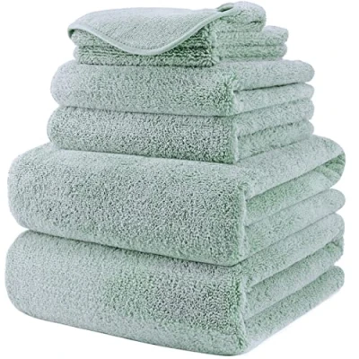 Afbeelding van Polyte Grote microvezel handdoek sneldrogend/niet pluizend 6 stuks lichtgroen 152 x 76 cm