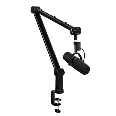 Afbeelding van IXTECH Boomarm verstelbare 360 draaibare microfoonarm stevige roestvrijstalen bureau, tafelstandaard, opvouwbare schaararm stabiele microfoonbevestigingsarmen voor radiostudio,