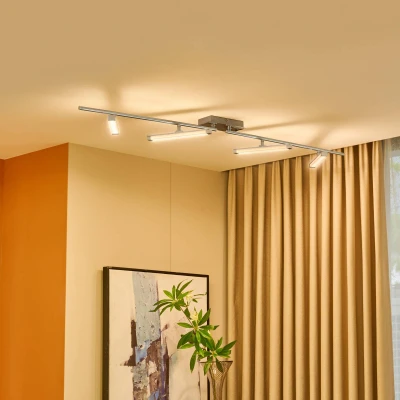 Afbeelding van Lindby LED plafondlamp met dimmer 4 lichts acryl, metaal H: 9.5 cm wit, chroom Inclusief lichtbronnen