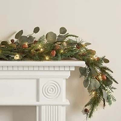 Afbeelding van Lights4fun 1,5 m en dennenappels kerstslinger verlichte timer kerstdecoratie tafeldecoratie herfstslinger
