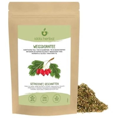 Afbeelding van Meidoornthee, gesneden, voorzichtig gedroogd, 100% pure en natuurlijke haagdoorn voor de bereiding van thee, kruidenthee, meidoornthee (250 GR)
