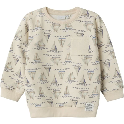 Afbeelding van NAME IT MINI sweater NMMFALK met all over print beige/blauw