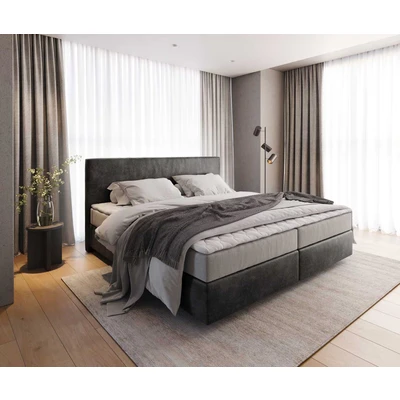 Afbeelding van Boxspring bed Dream Well Microvezel antraciet vintage 200x200 cm met pocketveringmatras en Visco topper