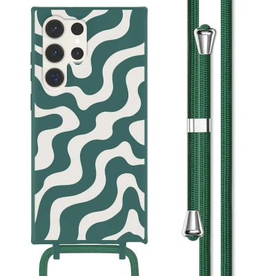 Afbeelding van Samsung Galaxy S23 Ultra Hoesje Siliconen en TPU (zacht) imoshion Softcase/Koordhoesje/Backcover Petrol Green Groovy Telefoonhoesje