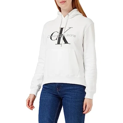 Afbeelding van Calvin Klein Jeans CORE Monogram Hoodie Sweater, Dames, Maat: XXS, Bright white