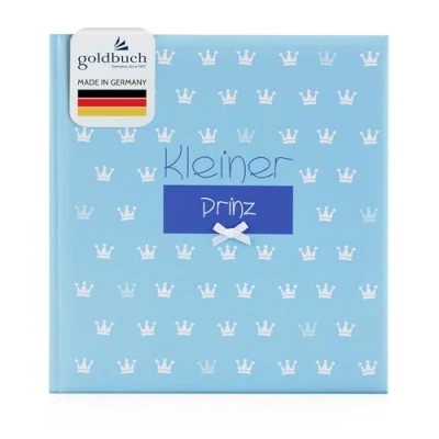 Afbeelding van goldbuch 15088 Babyalbum Kleine Prinz, 30 x 31 cm, babyfotoalbum met 60 witte blanco pagina&#039;s &amp; 4 geïllustreerde en pergamijn scheidingsbladen, kunstdruk reliëflak, accessoires, blauw