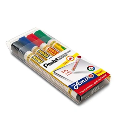 Afbeelding van Pentel 0100863 markeerstift 4 stuk(s) Zwart, Blauw, Groen, Rood