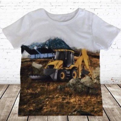 Afbeelding van Stoer shirt met gele graafmachine L006 s&amp;C 98/104 t shirts jongens