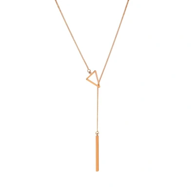 Afbeelding van Rosé Plated ketting met driehoek en staafje