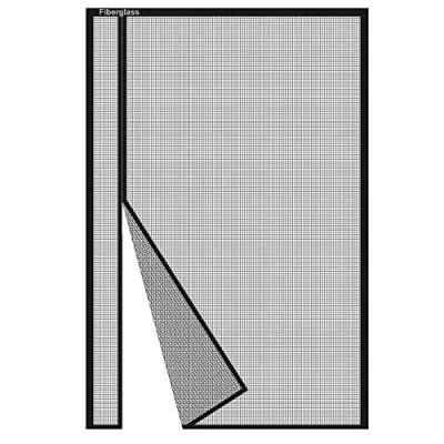 Afbeelding van Risareyi Magnetisch muggennet, 80 x 180 cm, glasvezel, zeer duurzaam net, zijdelingse opening, muggennet voor deur, raam, balkondeuren, automatische sluiting, met plakband, zwart