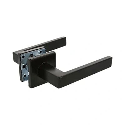 Afbeelding van Amig Deurklinkset met binnenrozet voor deuren Mod. SUKI 54 x mm 8 vierkant Elegant en eenvoudig design Roestvrij staal zwart