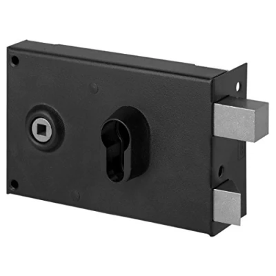 Afbeelding van Abus FE9762107A H CE D Wandslot met horizontale handgreep en sluiting, voor opening buiten rechts, 80 x 140 cm, Europese cilinder, gecoat, 0026297, zwart