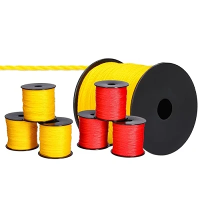 Afbeelding van ToolSpace 6x Metselkoord 100m x 1,6 mm 3X rood, geel polypropyleen zijde nivelleerkoord schietlood sterkte pleisterkoord duurzaam &amp; scheurbestendig voor waterpas