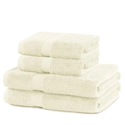 Afbeelding van DecoKing Set van 4 katoen kwaliteit 525 g/m² 2 handdoeken 50 x 100 cm en badhanddoeken 70 140 ecru ivoor absorberend marina