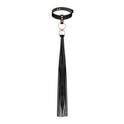 Afbeelding van Rosy Gold Halsband met Flogger Zwart