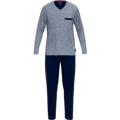 Afbeelding van Gotzburg heren pyjama V hals middenblauw melange