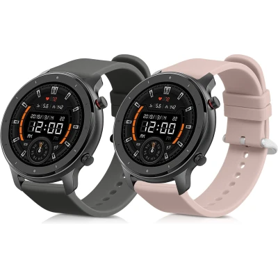Afbeelding van kwmobile 2x horlogebandjes geschikt voor Huami Amazfit GTR Mini bandje Smartwatch bandjes van TPU Activity tracker horloge band in grijs / oudroze