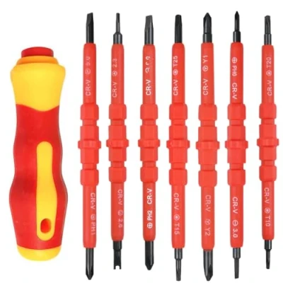Afbeelding van FOROREH Schroevendraaier, geïsoleerde schroevendraaierset, 7tlg chroom vanadiumstaal, schroevendraaierset met zachte handgreep, magnetische sleuven, elektrische