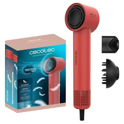 Afbeelding van Cecotec Ionicare Rockstar Style Red, haardroger, zeer compact en licht, motor 1500 W, 110.000 omw/min, ionengenerator, 4 temperaturen, 3 snelheden, stil: borstelloze technologie