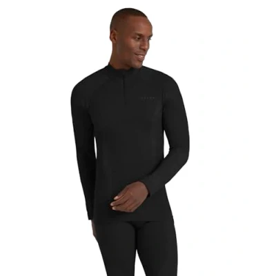 Afbeelding van FALKE Heren Top van onderlaag Wool Tech High Zip Neck M L/S SH Wol Functioneel material Sneldrogend 1 Stuk, Zwart (Black 3000), XL
