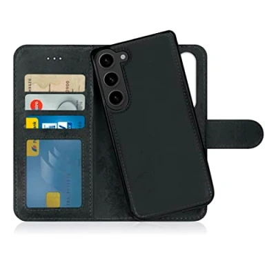 Afbeelding van MyGadget Flip Case Samsung Galaxy S23 FE 2 in 1 Magnetische PU Lederen Portemonnee Cover Kaartsleuven &amp; Afneembare Achterkant Slanke TPU Bumper Shell Zwart