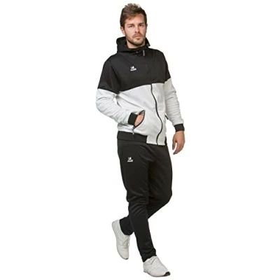 Afbeelding van Asioka 183 189/17 trainingspak met capuchon, voor heren, wit/zwart, S