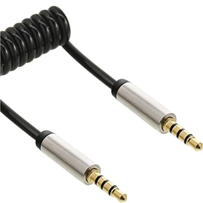 Afbeelding van Premium 3,5mm Jack 4 polig audio spiraalkabel 1 meter