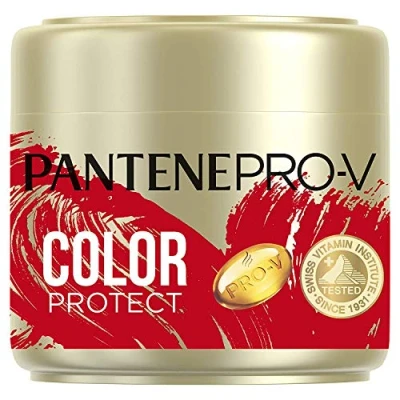 Afbeelding van Pantene Pro V Color Protect Keratin Reconstruct haarmasker, voor gekleurd haar, haarverzorging, glans, haarkuur, beauty, goud, 300 ml