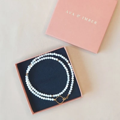 Afbeelding van Ava&amp;Imber Sparkling Maansteen Ketting Stainless Steel (RVS)