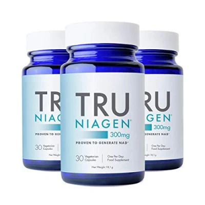 Afbeelding van TRU NIAGEN Nicotinamide Riboside NAD+ supplementen, om vermoeidheid en te verminderen, gepatenteerde formule NR, 30 stuks, 300 mg per portie (3 maanden/3 flessen)