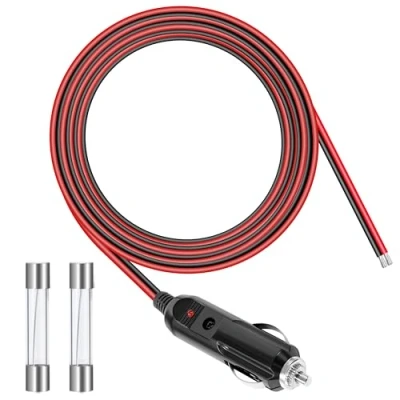 Afbeelding van GUNGY sigarettenaansteker, stekker, 12 V, autostekker met 2 m verlengkabel, 14 AWG, stekkerkabel zekering, 15 A, voor auto, vrachtwagen, camper, sigarettenaansteker bus