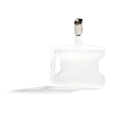 Afbeelding van Durable ID kaarthouder reXycle® met clip voor 2 kaarten, van 70% gerecycled PP, 25 stuks, transparant, 896219