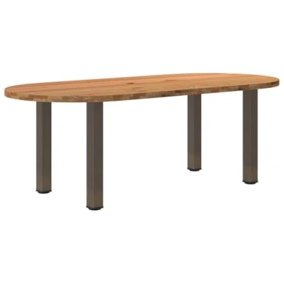 Afbeelding van vidaXL Eettafel 220x100x74 cm ovaal massief eikenhout lichtbruin