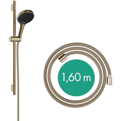 Afbeelding van hansgrohe rainfinity doucheset 130 3jet met glijstang 65 cm push schuifstuk en textiel doucheslang 160 brushed bronze 28745140