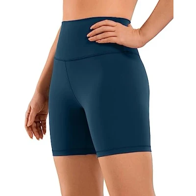 Afbeelding van CRZ YOGA Yogashort Voor Dames Met Naakt Gevoel 6 Inch Hoog Getailleerde Trainingsshorts Atletische Hardloopfietsbroek Franse marine M