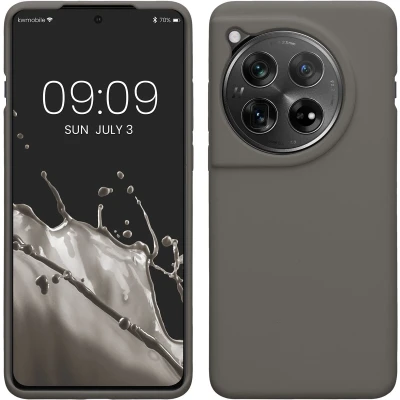 Afbeelding van kwmobile telefoonhoesje geschikt voor OnePlus 12 Hoesje met siliconen coating Smartphone case in steengrijs