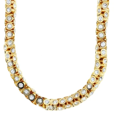 Afbeelding van Behave Klassieke tonnetjes ketting goudkleur met kristal wit