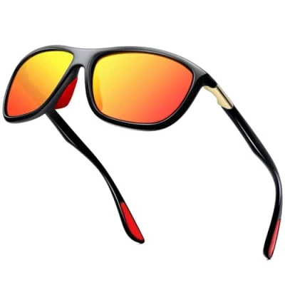 Afbeelding van KANASTAL Sport Gepolariseerde Zonnebril Heren en Dames Mode Outdoor Zonnebrillen Rechthoek Klassiek Retro UV400 Bescherming Rood Vissen Autorijden Fietsen