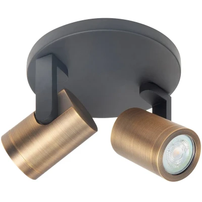 Afbeelding van Opbouwspot Aston ZwartBrons Metaal Rond GU10 2 voudig ⌀ 17cm