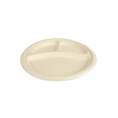 Afbeelding van Bord IEZZY 260mm 3 vaks suikerriet PFAS vrij naturel 50 stuks