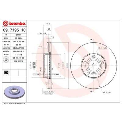 Afbeelding van Brembo Remschijf 09.7195.10