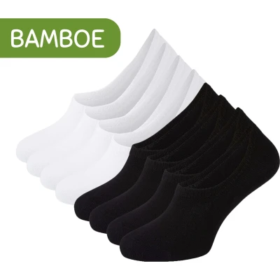 Afbeelding van Sokjes.nl ® Bamboe no show Footies 8 paar Zwart/wit (Combipack) 43 46 Sokken