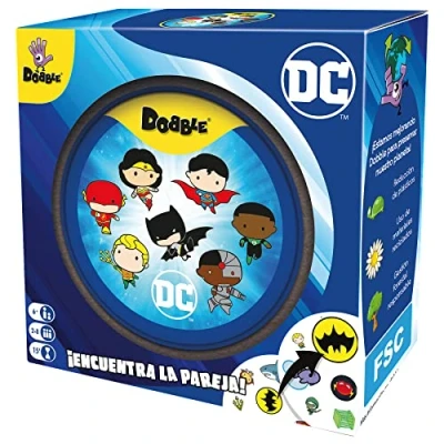 Afbeelding van Zygomatic Dobble DC Universe, actie en reflectiekaartspel, vanaf 7 jaar, 2 tot 8 spelers, 15 minuten per spel, Spaans