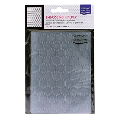 Afbeelding van Vaessen Creative Embossingmap, honingraat 14,5 x 10,8 0,5 cm, 1 eenheid, voor verjaardag, geboorte, kerstkaarten en papierambachten