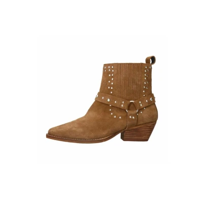 Afbeelding van sacha Western MET Studs Cowboy/Bikerlaarsjes, Dames, Maat: 36, Cognac Veloursleer