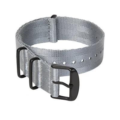 Afbeelding van Archer Watch Straps NATO Band van Hoogwaardige Kwaliteit Geweven Nylon Zwaar Uitgevoerde Vervangende Horlogeband in Militaire Stijl (Grijs, Matzwart, 22mm)
